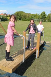 Children on seesaw